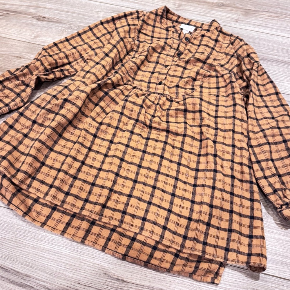 Isabel Maternity by Ingrid & Isabel Orange Plaid Blouse